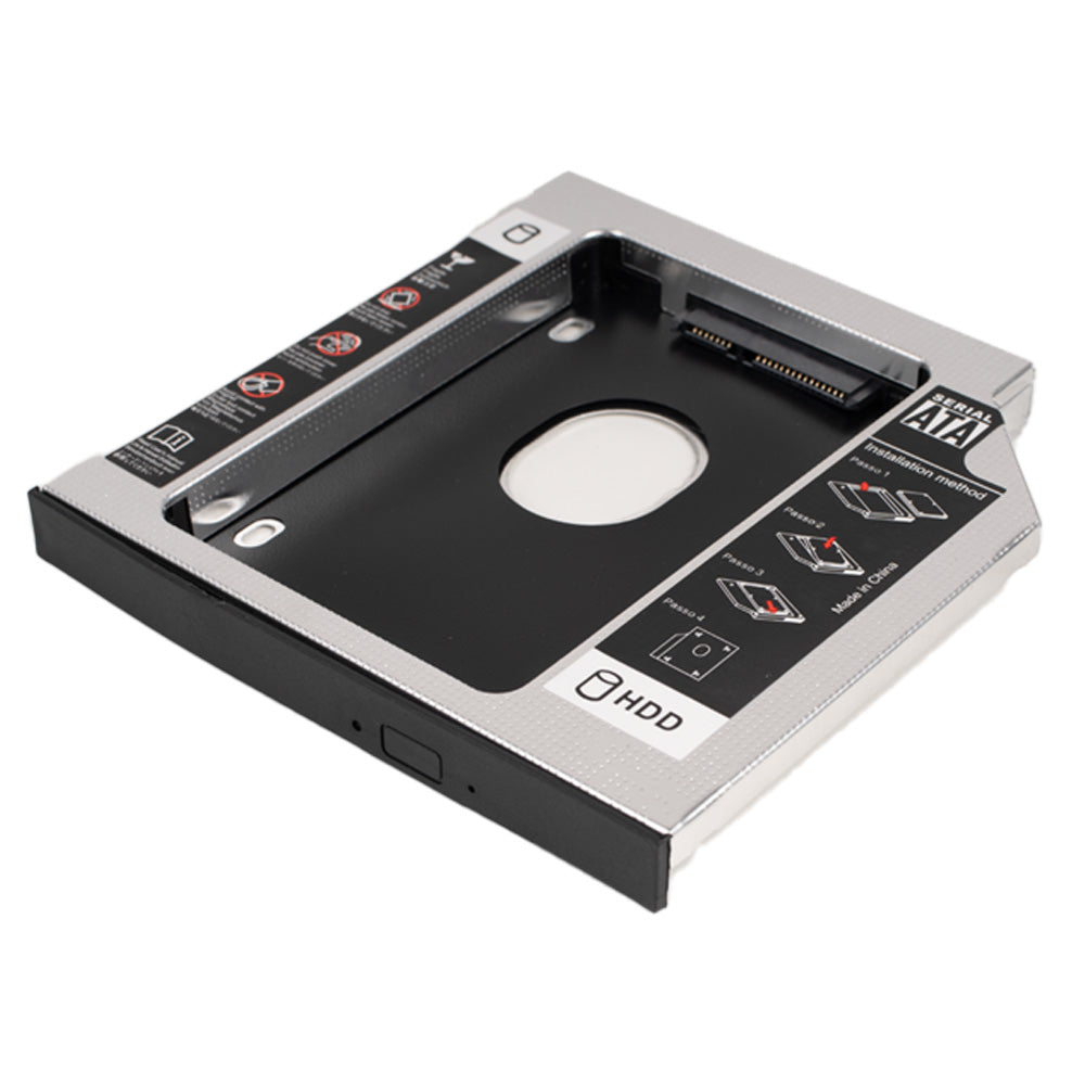 RACK intern SPACER, tip caddy 12.7mm, 5.25 inch la 2.5 inch, S-ATA, interfata PC S-ATA, metal, negru, "SPR-25DVDN"