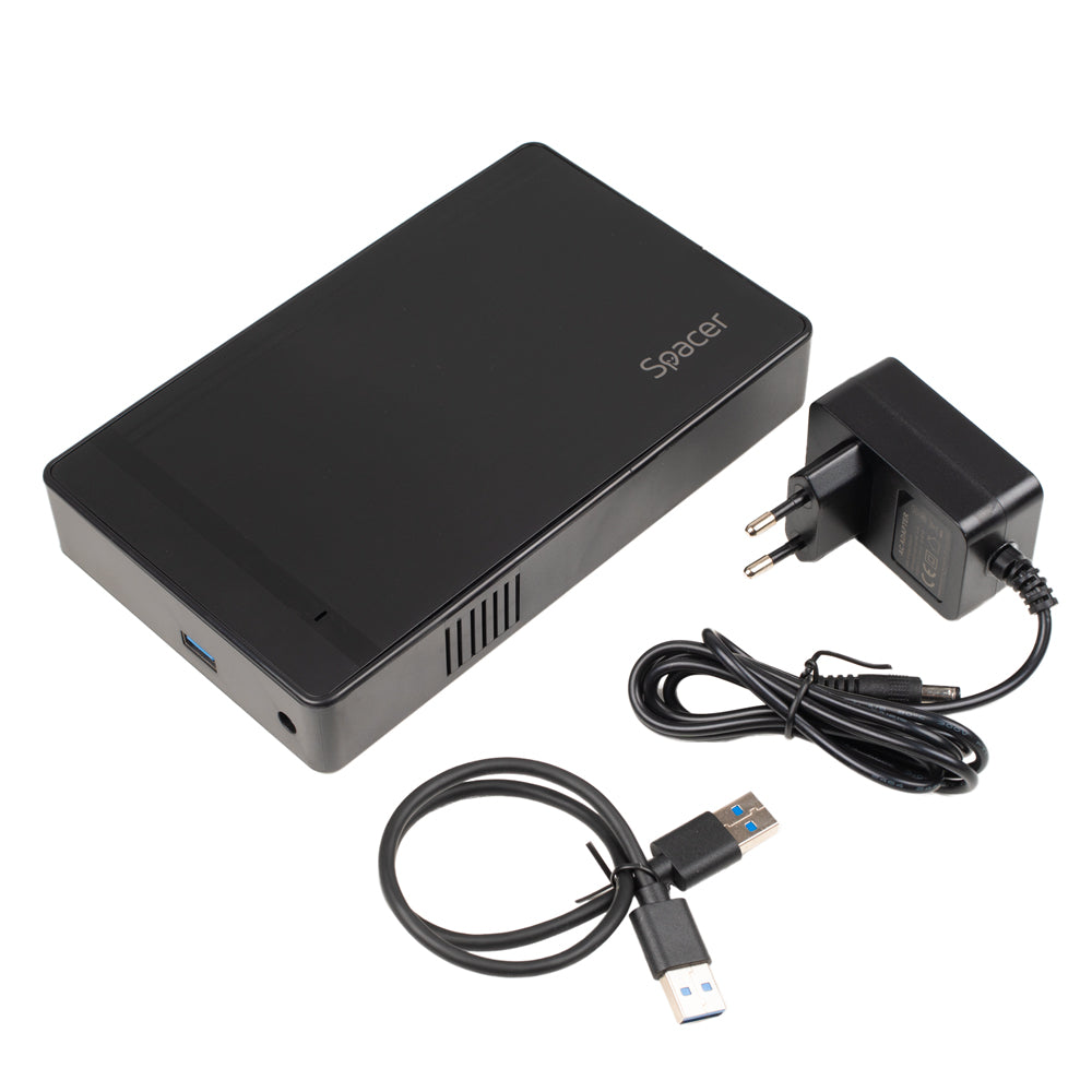 RACK extern SPACER, pt HDD/SSD, 3.5 inch, S-ATA, interfata PC USB 3.0, alimentare retea, plastic, negru, "SPRK-35USB3-01"