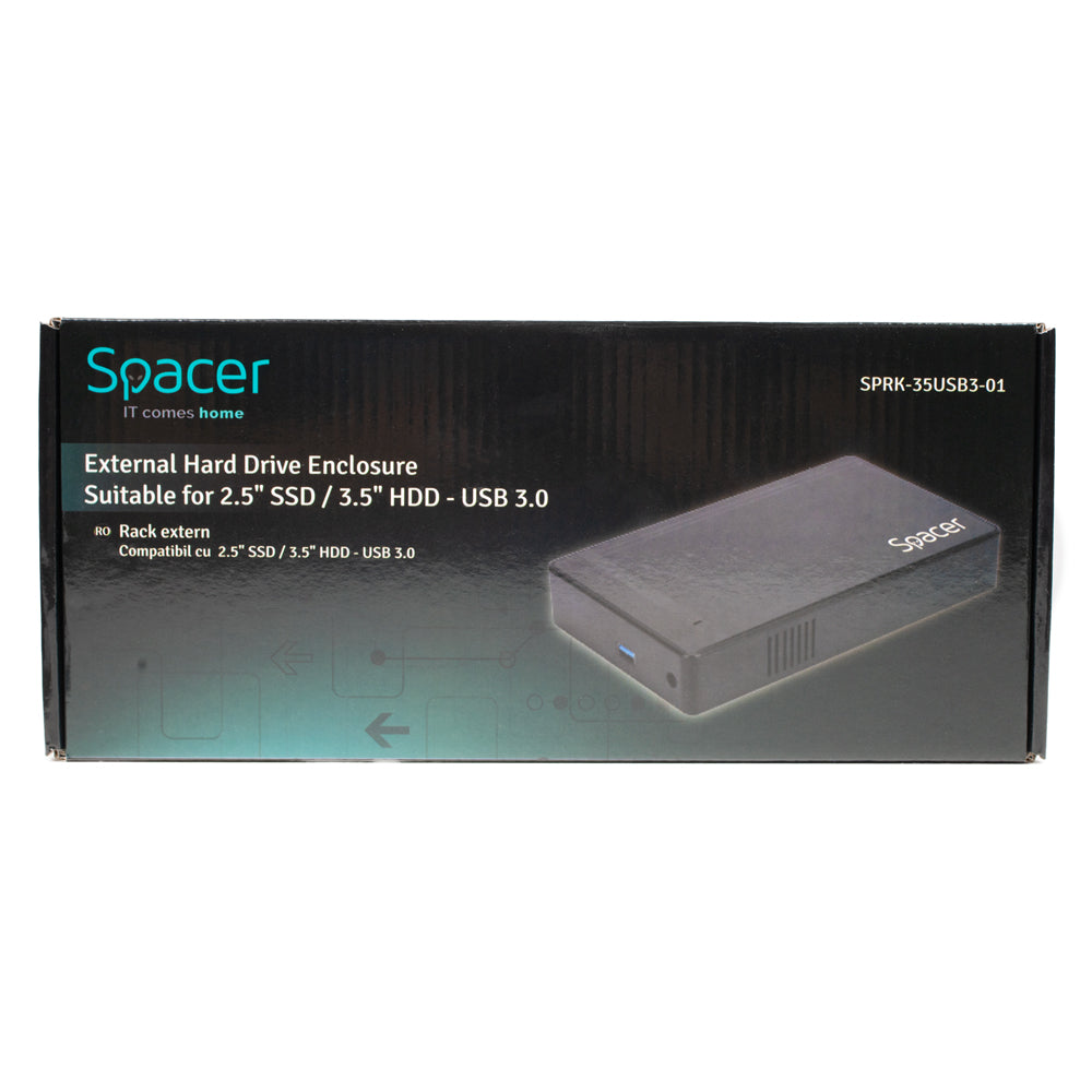 RACK extern SPACER, pt HDD/SSD, 3.5 inch, S-ATA, interfata PC USB 3.0, alimentare retea, plastic, negru, "SPRK-35USB3-01"
