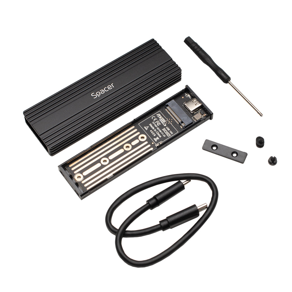 RACK extern SPACER, pt. SSD M.2 PCIe NVME, interfata PC USB 3.1 Type C, Striat, aluminiu, negru, "SPRK-M2TYPEC-05"