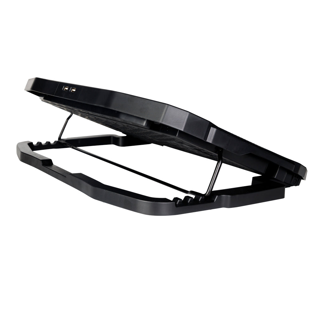 STAND SPACER notebook 17" Gaming, sita metal, Airflow: 72CFM, 2xfan 12.5cm, 2xfan 7cm, led blue, 2xUSB, Turatie reglabila, black, "SPS-Gaming"