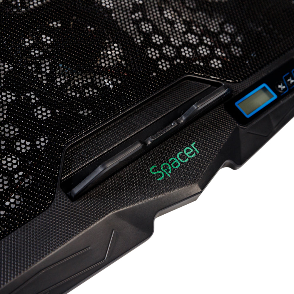 STAND SPACER notebook 17" Gaming, sita metal, Airflow: 72CFM, 2xfan 12.5cm, 2xfan 7cm, led blue, 2xUSB, Turatie reglabila, black, "SPS-Gaming"