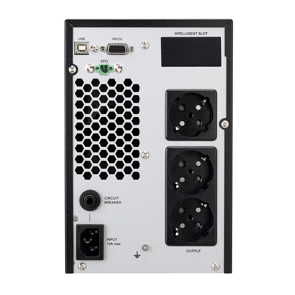 UPS Spacer Online, LCD, 1000VA/ 900W, sin. pura, 3 x socket Schuko, display LCD, 2 x baterie 12V/9Ah, conector USB, RS-232, EPO, slot SNMP, bateria are 12 luni garantie, "SPUP-1000D-OLT01"