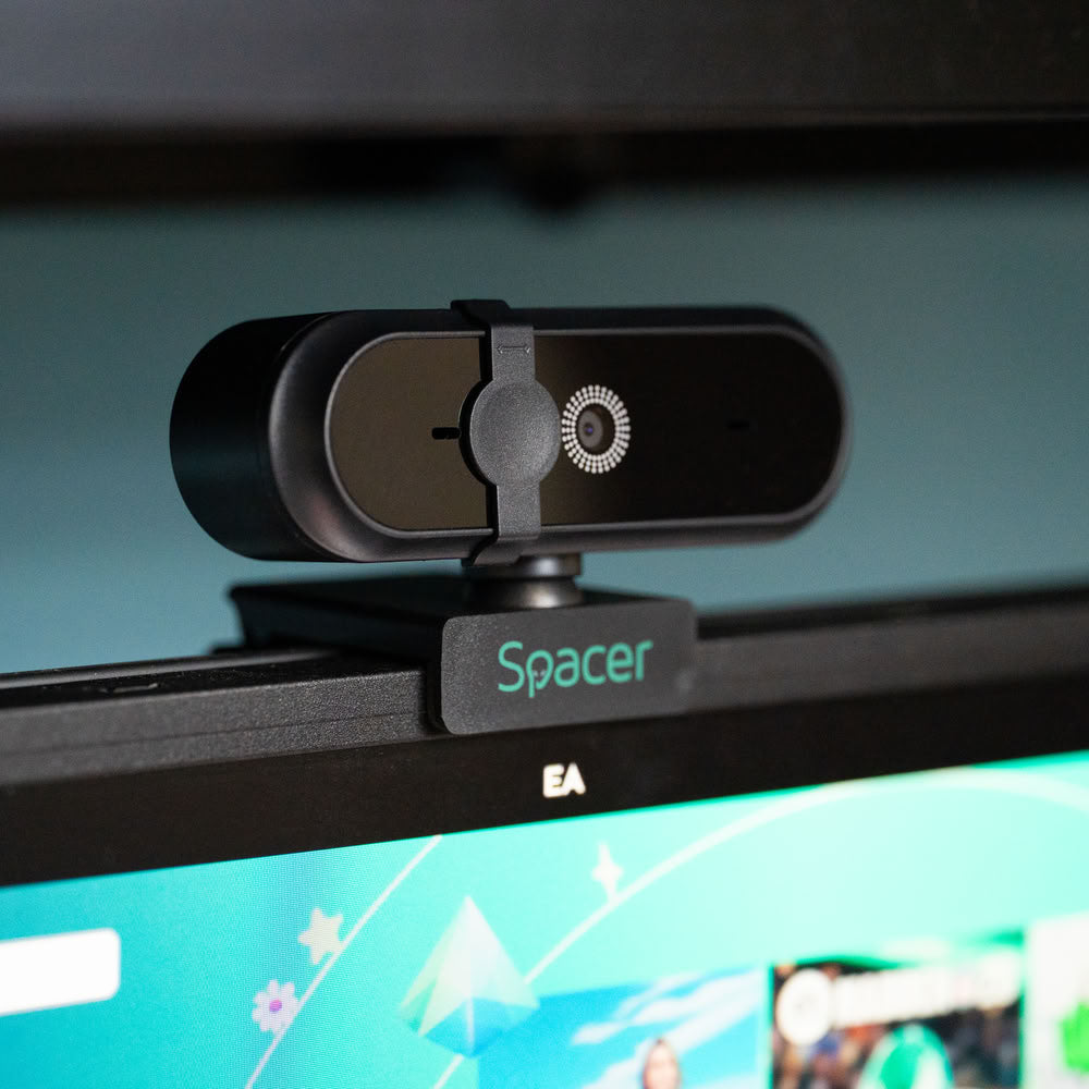 CAMERA WEB SPACER FULL-HD 1080P cu autofocus si rezolutie video 1920 x 1080, black "SPWB-CAMFHD-03"