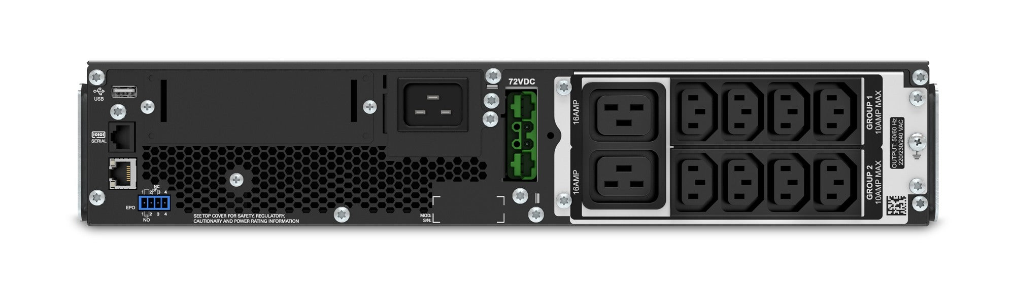 UPS APC, "Smart-UPS SRT", Online cu sinusoida pura, rack, 2200VA / 1980W, AVR, IEC x 10, 1 x baterie APCRBC141, display LCD, back-up 11 - 20 min., "SRT2200RMXLI"