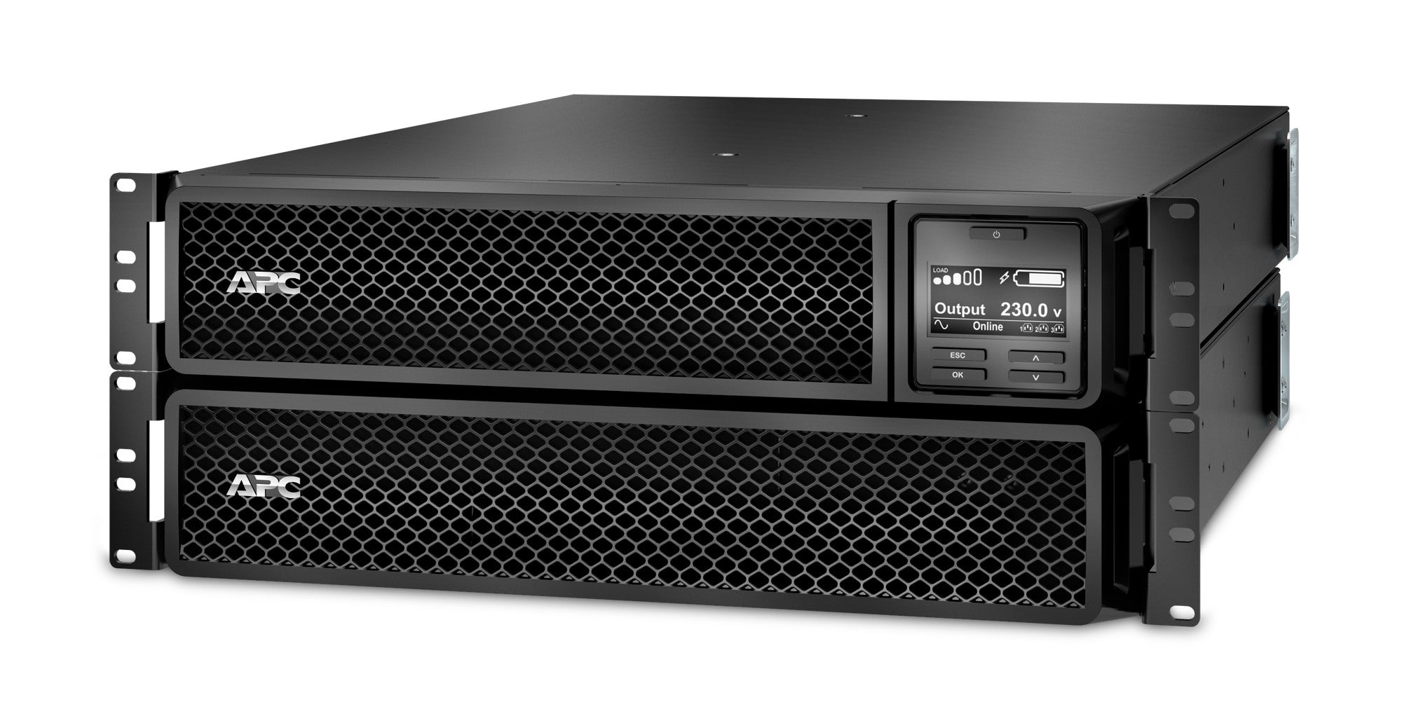 UPS APC, "Smart-UPS SRT", Online cu sinusoida pura, rack, 2200VA/1980W, AVR, IEC x 10, 1 x baterie APCRBC141, display LCD, back-up 11 - 20 min., "SRT2200RMXLI-NC"