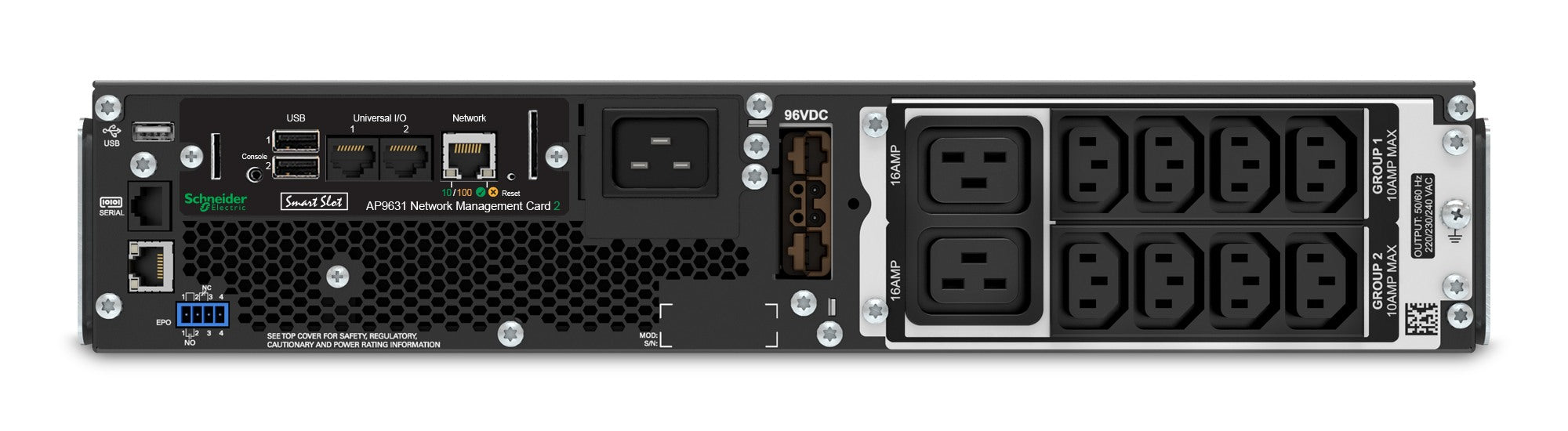 UPS APC, "Smart-UPS SRT", Online cu sinusoida pura, rack, 3000VA/2700W, AVR, IEC x 10, 1 x baterie APCRBC152, display LCD, back-up 11 - 20 min., "SRT3000RMXLI-NC"