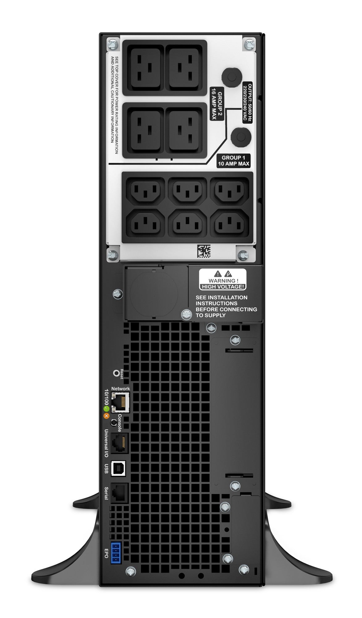 UPS APC,"Smart-UPS SRT",Online cu sinusoida pura,tower,5000VA / 4500W,AVR,IECx10,1xAPCRBC140,LCD,1-10 min.,"SRT5KXLI",prelungire garantie (WBEXTWAR1YR--05/WBEXTWAR3YR--05)