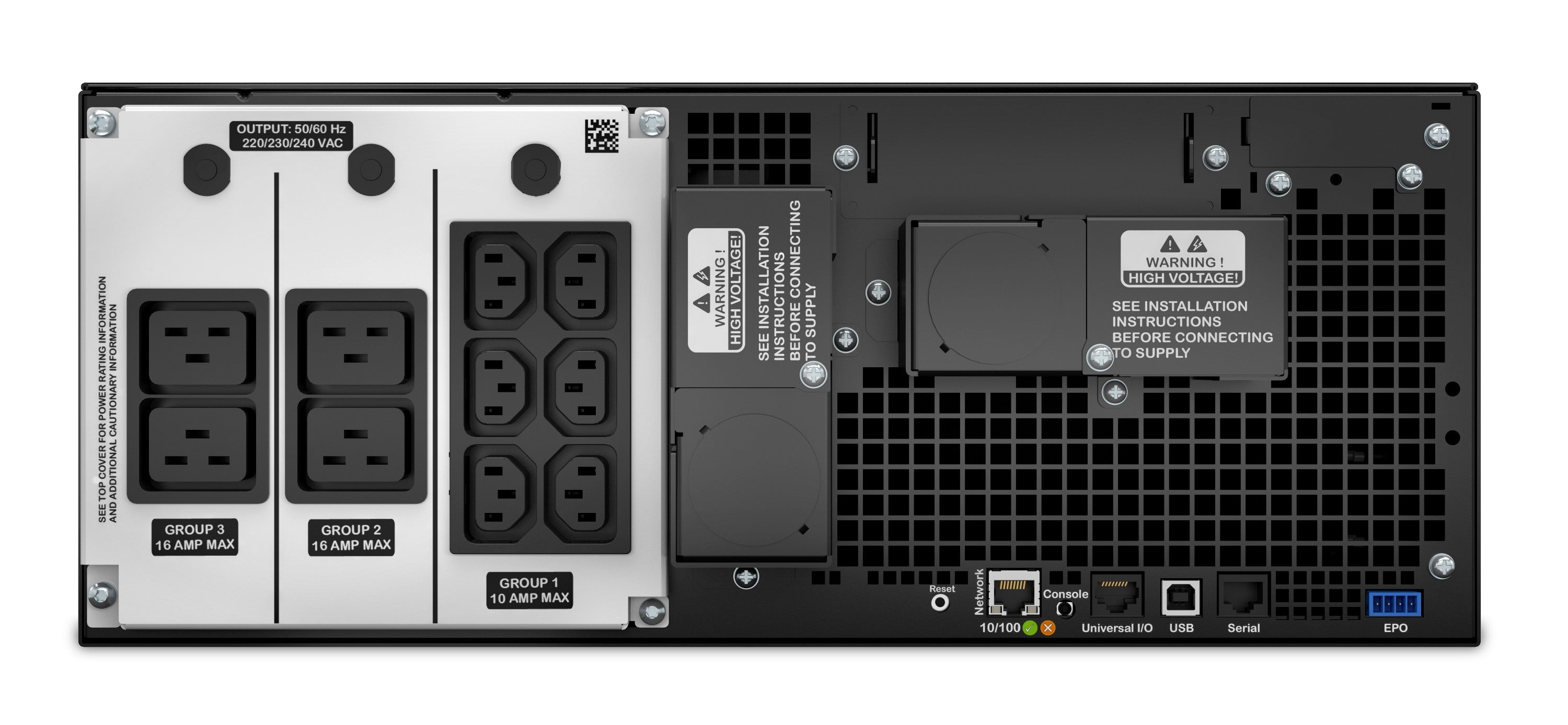 UPS APC,"Smart-UPS SRT",Online cu sinusoida pura,rack,6000VA / 6000W,AVR,IECx10,1xAPCRBC140,LCD,1-10 min.,"SRT6KRMXLI",prelungire garantie(WBEXTWAR1YR--05/WBEXTWAR3YR--05)