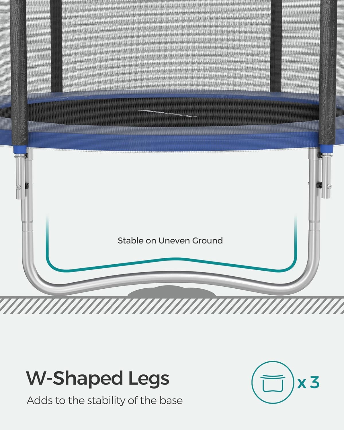 SONGMICS Trambulina pentru copii cu plasa de protectie exterioara, diametru 183 cm, 100 kg, albastru