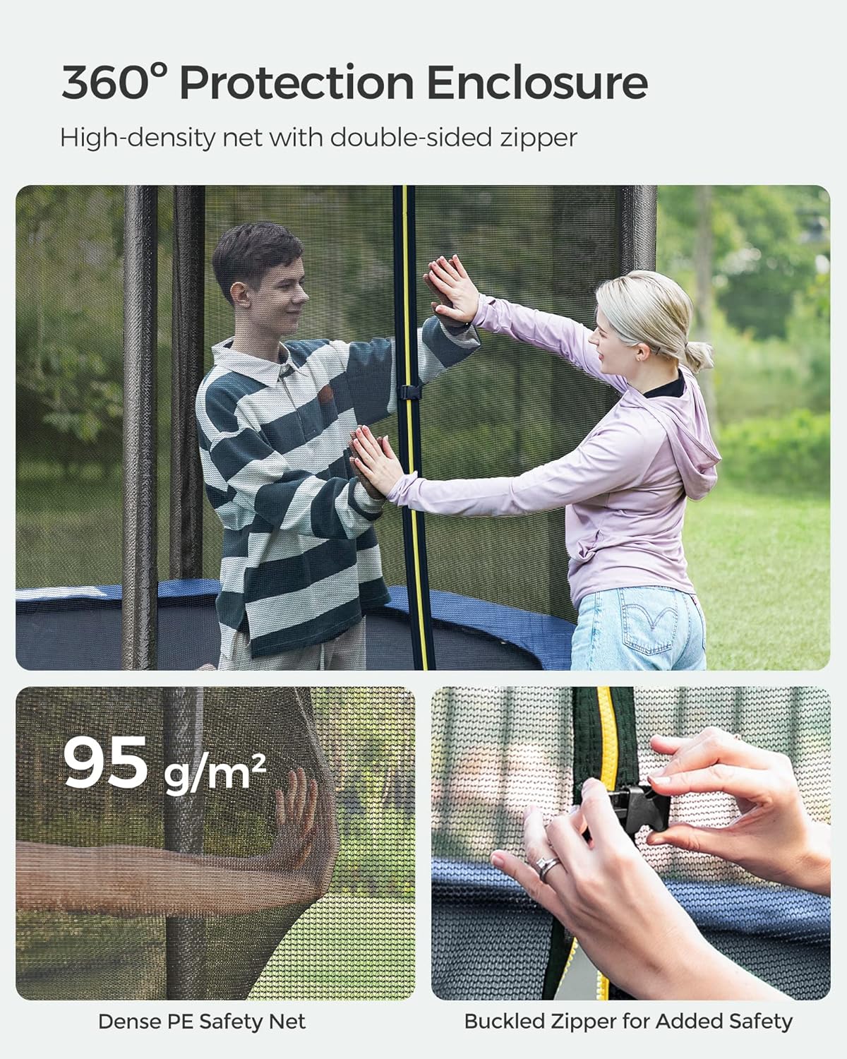 SONGMICS Trambulina pentru copii cu plasa de protectie exterioara, diametru 183 cm, 100 kg, albastru