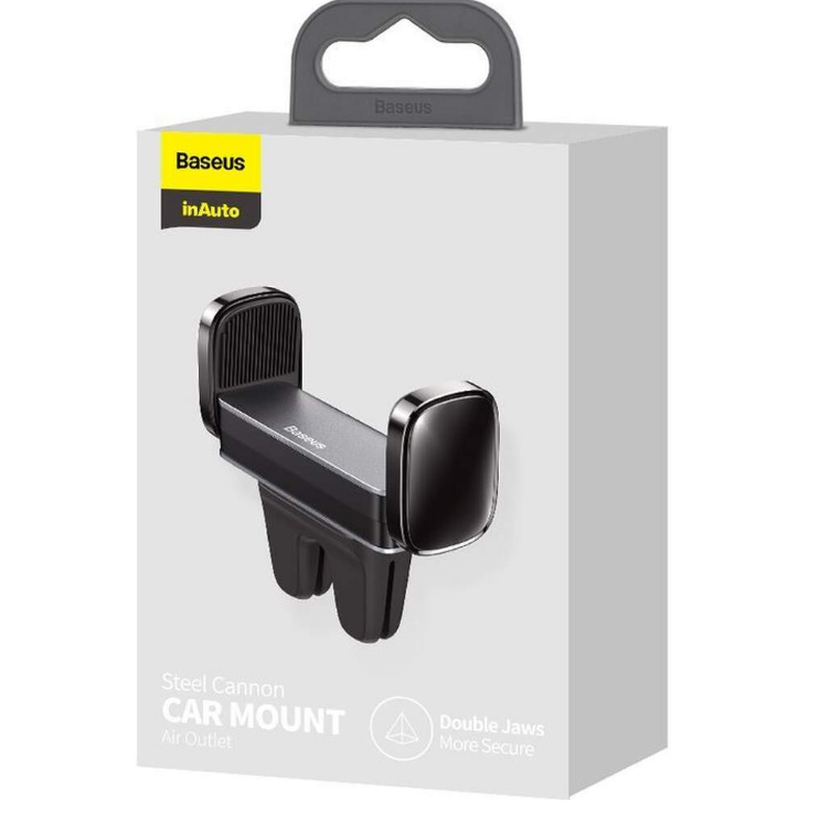 SUPORT AUTO Baseus Steel Cannon pt. SmartPhone, fixare grilaj ventilatie, corp metalic, negru "SUGP-01" - 6953156227767