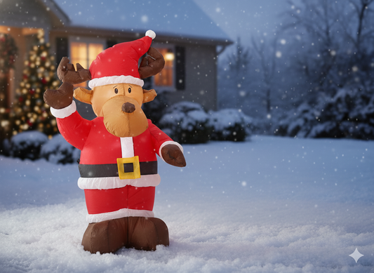 Ren gonflabil de exterior gonflabil, iluminare LED, 135 cm, cu compresor integrat, iluminare alba - 2