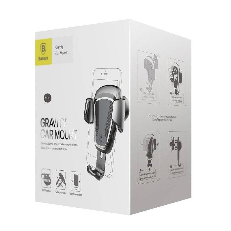 SUPORT AUTO Baseus Gravity pt. SmartPhone, fixare grila ventilatie, negru "SUYL-01" - 6953156257344