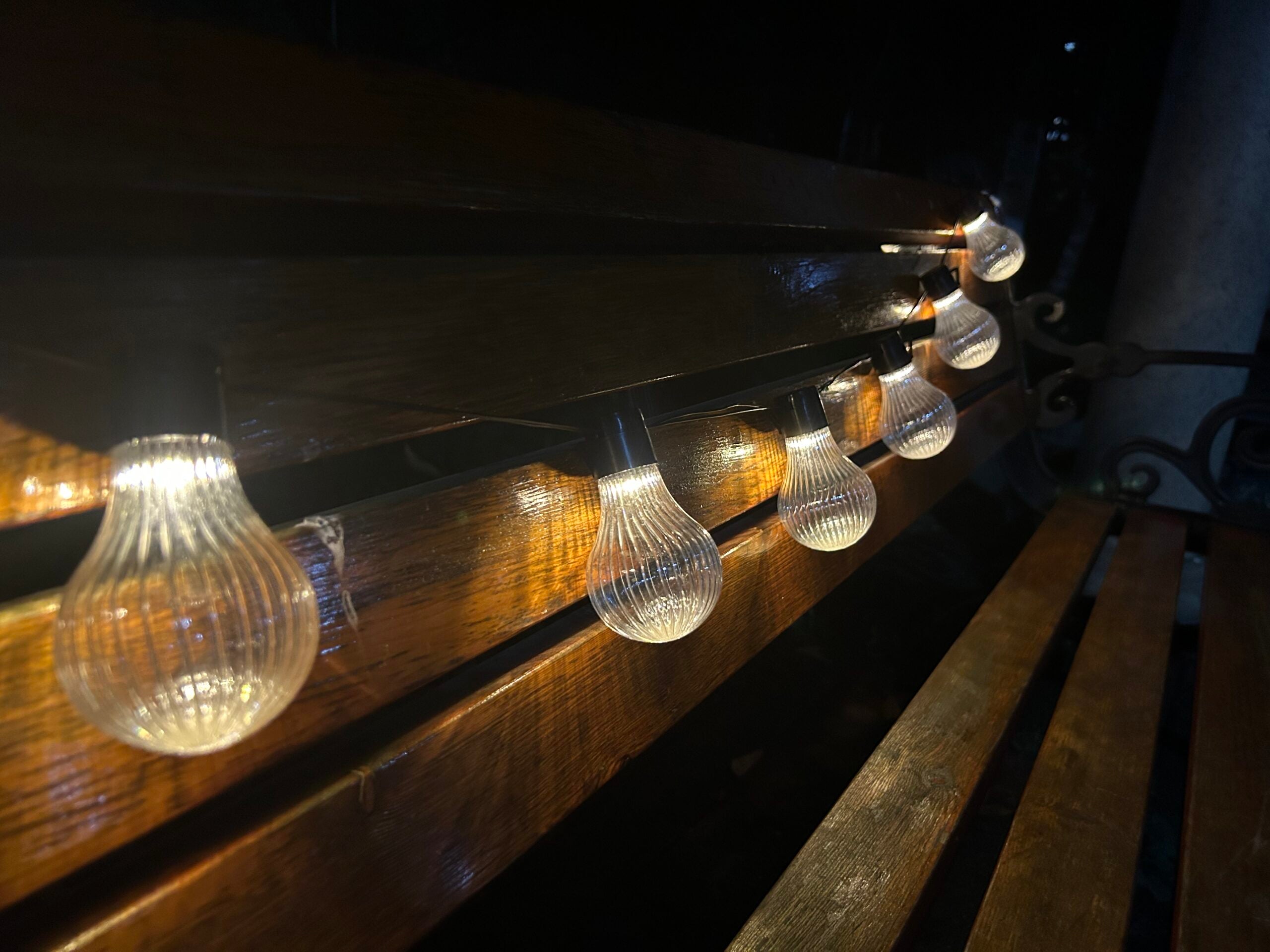 Ghirlanda luminoasa, LED, model Stripes, 10 becuri, 380cm, incarcare solara, lumina alb cald - 2