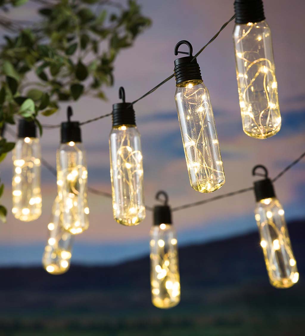 Ghirlanda luminoasa, LED, model Lux, 10 becuri, 380cm, incarcare solara, lumina alb cald