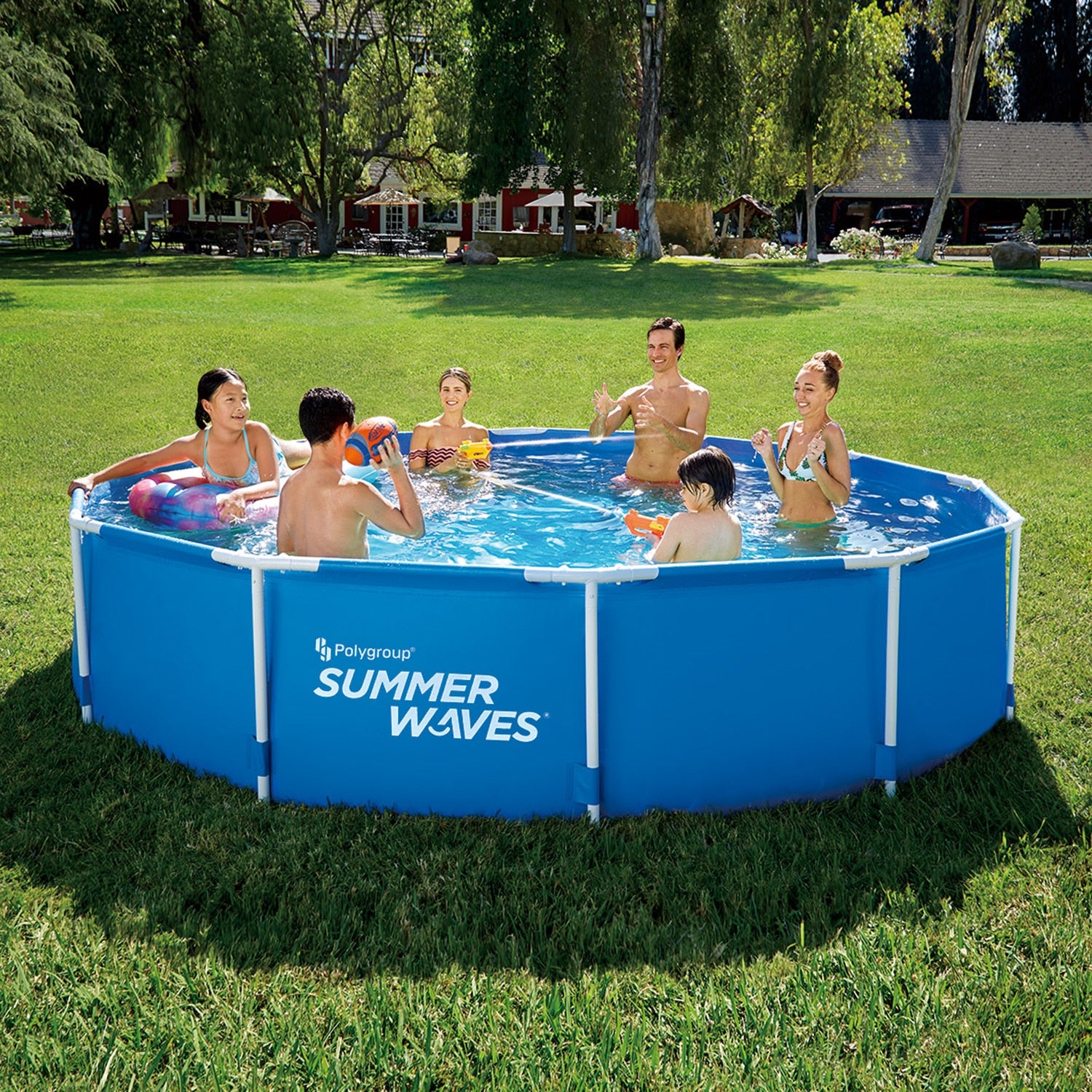 Piscina cadru metalic Summer Waves, 366×91 cm, 8.300 litri, cu pompa de filtrare si scara