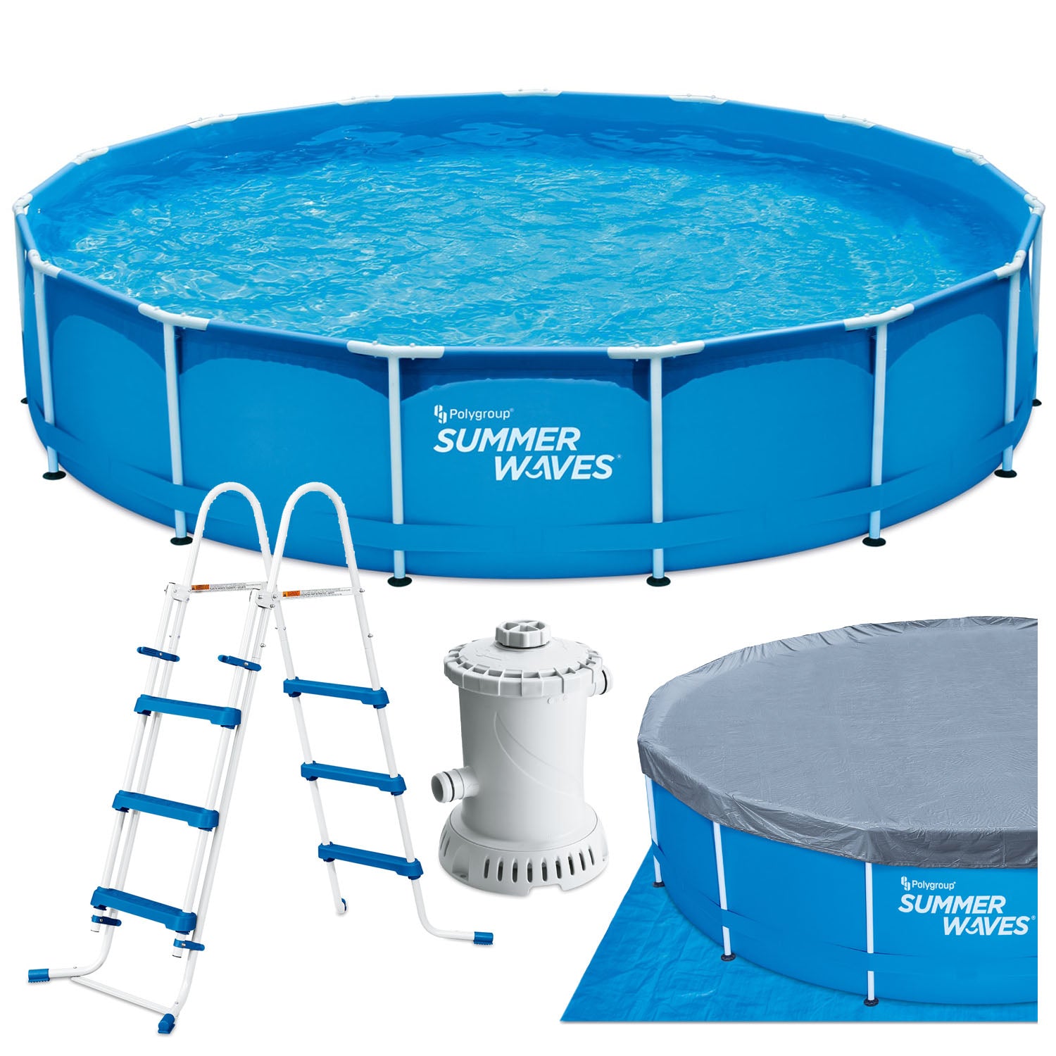 Piscina cadru metalic Summer Waves, 457×91 cm, 13.000 litri, cu toate accesoriile