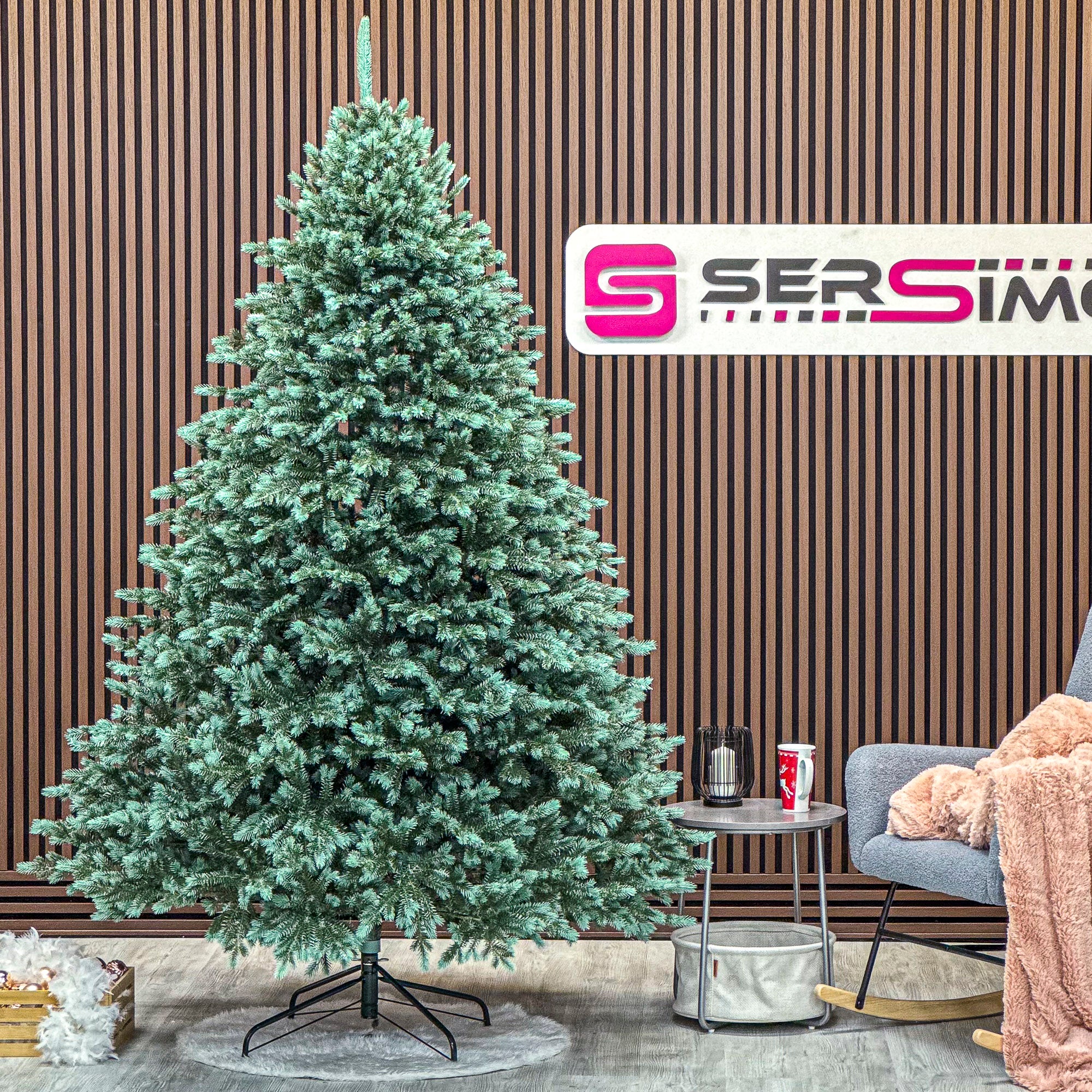 Brad artificial Christmas Deluxe by Sersimo, Alaska Select verde argintiu, integral 3D, 230 cm