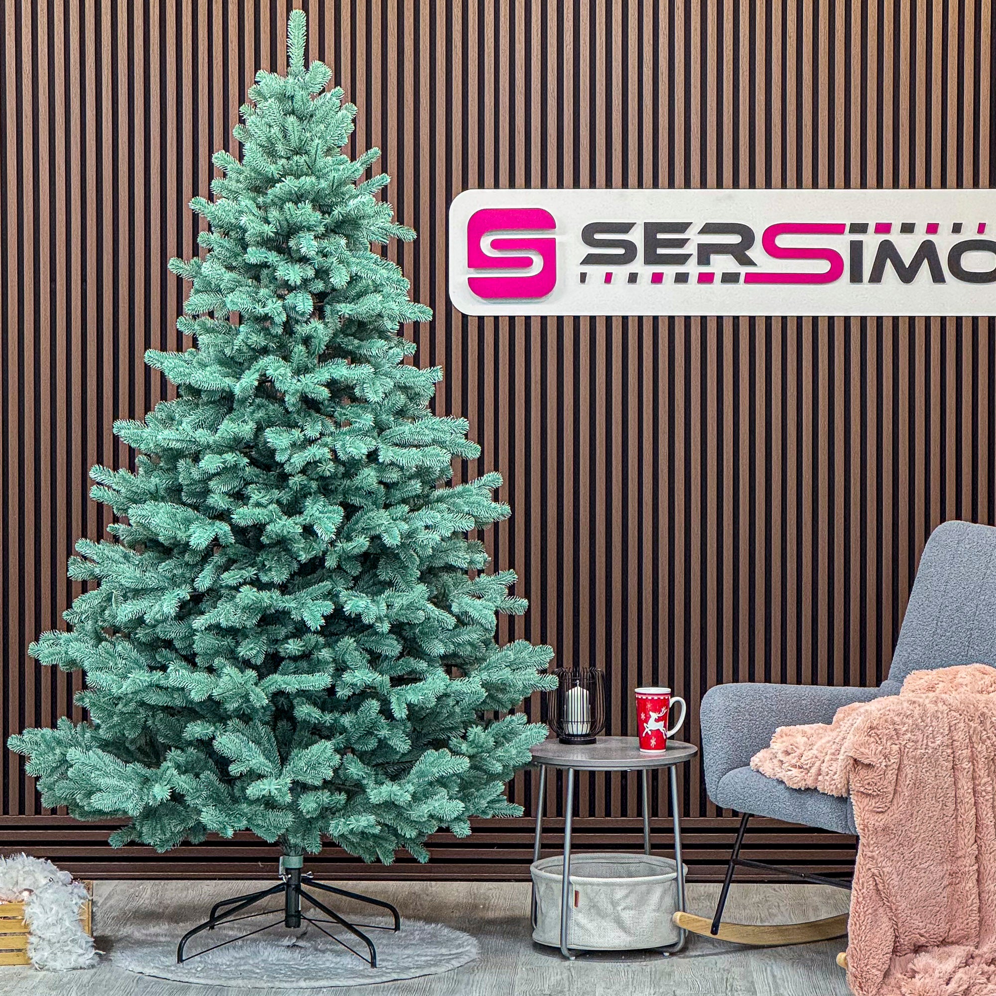 Brad artificial Christmas Deluxe by Sersimo, Kovalivka Select argintiu, integral 3D, 230 cm