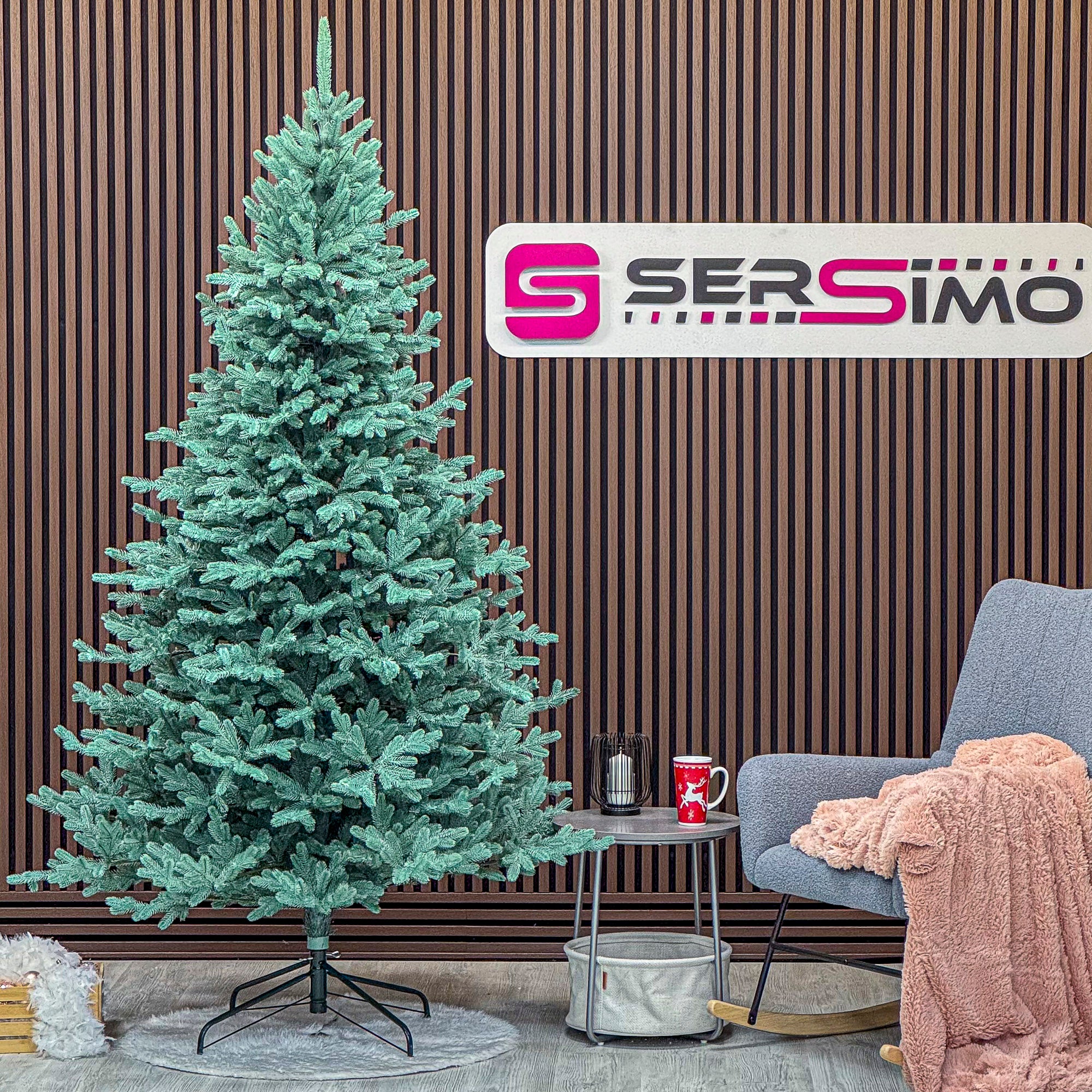 Brad artificial Christmas Deluxe by Sersimo, Viena Select argintiu, integral 3D, 230cm