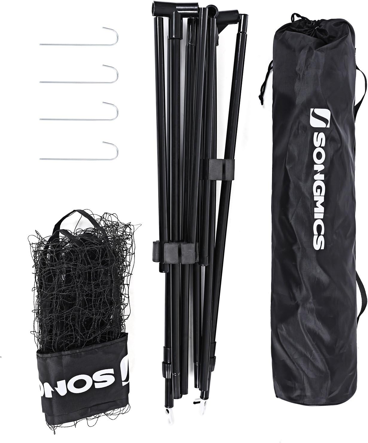 SONGMICS Fileu badminton portabil cu geanta transport, pentru tenis si volei, 500x103 cm, inaltime reglabila pana la 155 cm