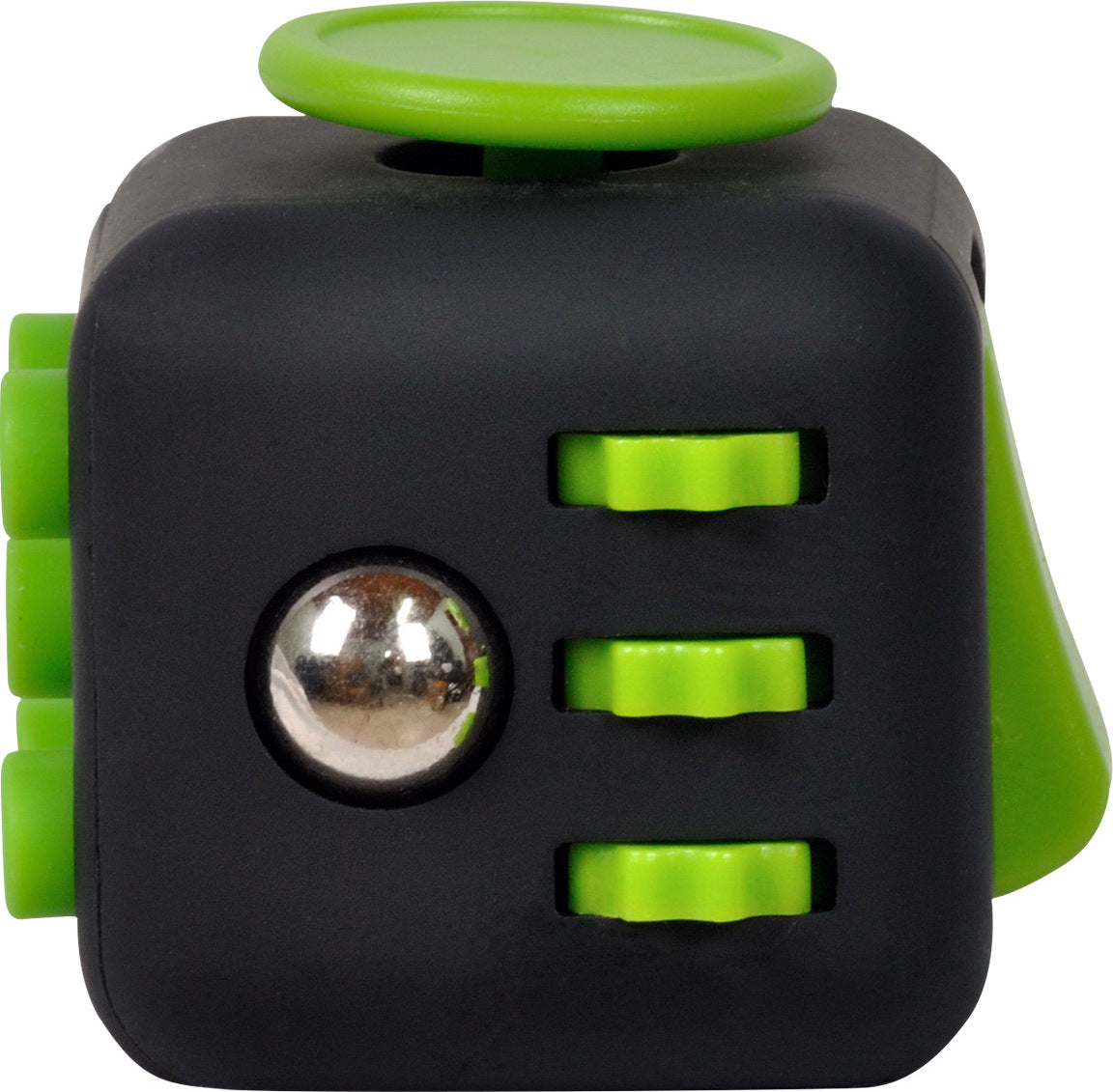 CUB ANTISTRES SPACER, FIDGET, black cu butoane green, "SP-CUBE-FGET"