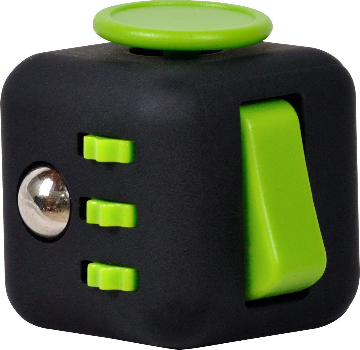 CUB ANTISTRES SPACER, FIDGET, black cu butoane green, "SP-CUBE-FGET"