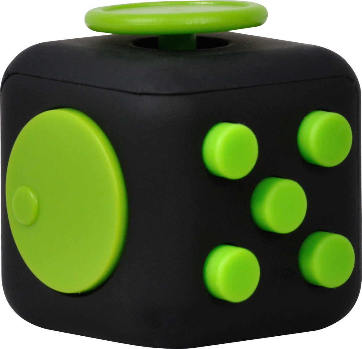 CUB ANTISTRES SPACER, FIDGET, black cu butoane green, "SP-CUBE-FGET"