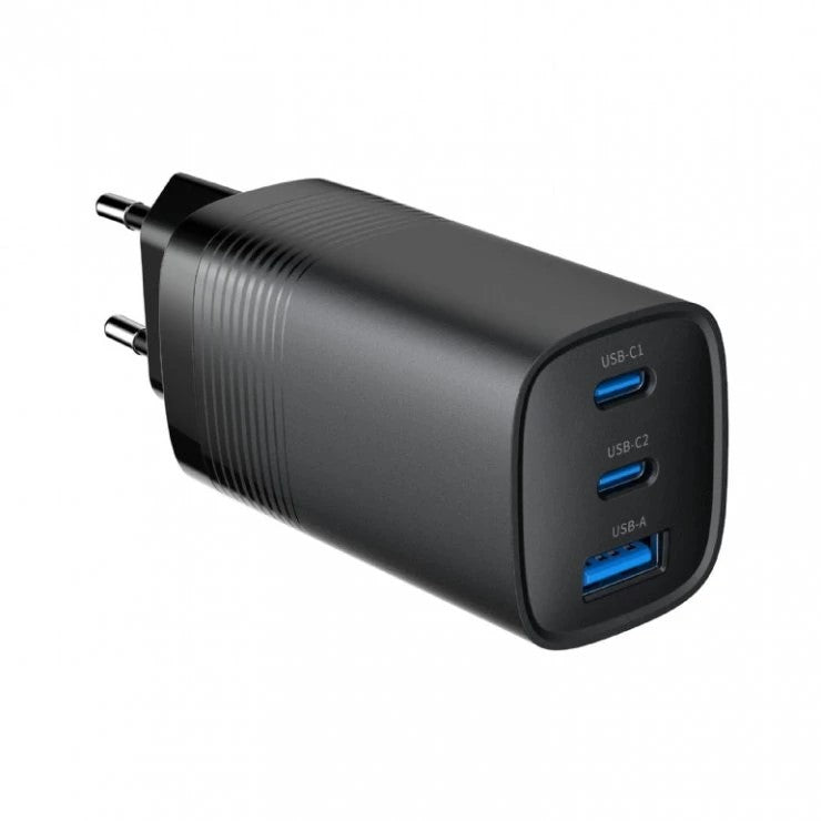 ALIMENTATOR retea 220V GEMBIRD, universal, 2 x USB Type-C 3.25A PD 65W, 1 x USB-A 3.0 maxim 2.25A QC 27W, negru, "TA-UC-PDQC65-01-BK"