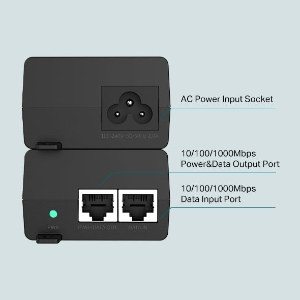 INJECTOR PoE+ TP-LINK 2 porturi Gigabit, compatibil IEEE 802.3af/at 30W maxim 100M, carcasa plastic, "PoE160S"