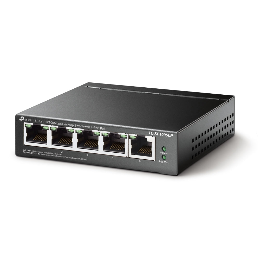 SWITCH PoE TP-LINK 5 porturi 10/100Mbps (4 PoE), IEEE 802.3af, carcasa metalica "TL-SF1005LP"