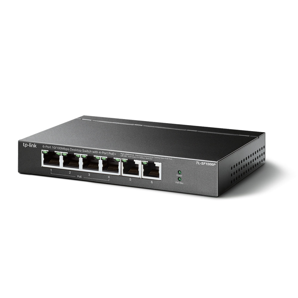 SWITCH PoE TP-LINK 6 porturi 10/100Mbps (4 PoE+), IEEE 802.3af/at, carcasa metalica "TL-SF1006P"