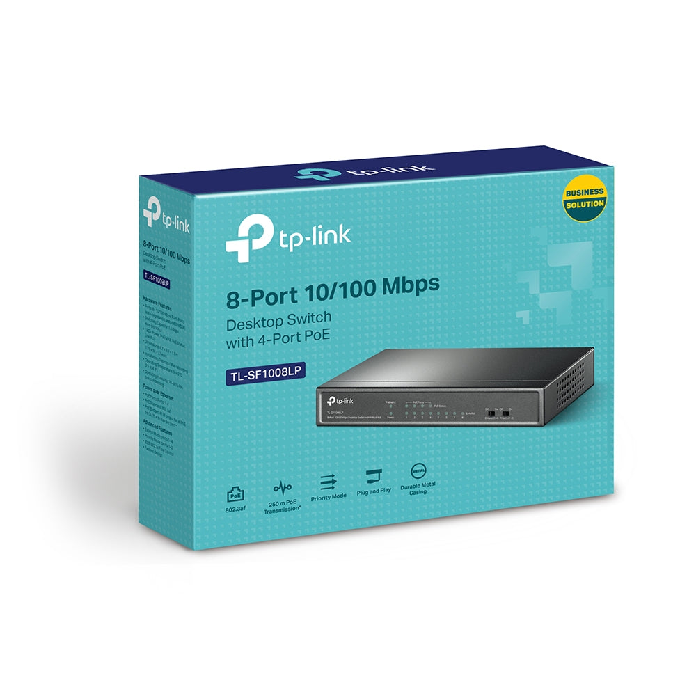 SWITCH PoE TP-LINK 8 porturi 10/100Mbps (4 PoE), IEEE 802.3af, carcasa metalica "TL-SF1008LP"
