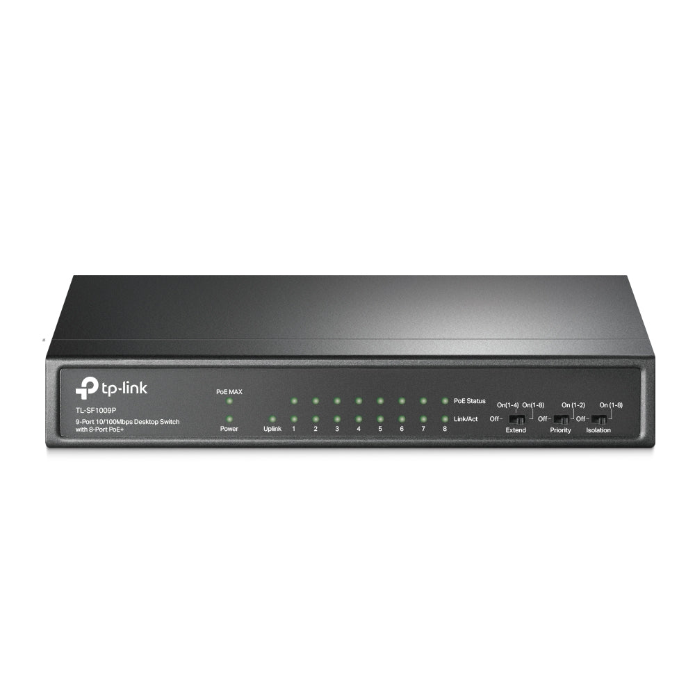 SWITCH PoE TP-LINK 9 porturi 10/100Mbps (8 PoE+), IEEE 802.3af/at, carcasa metalica "TL-SF1009P"