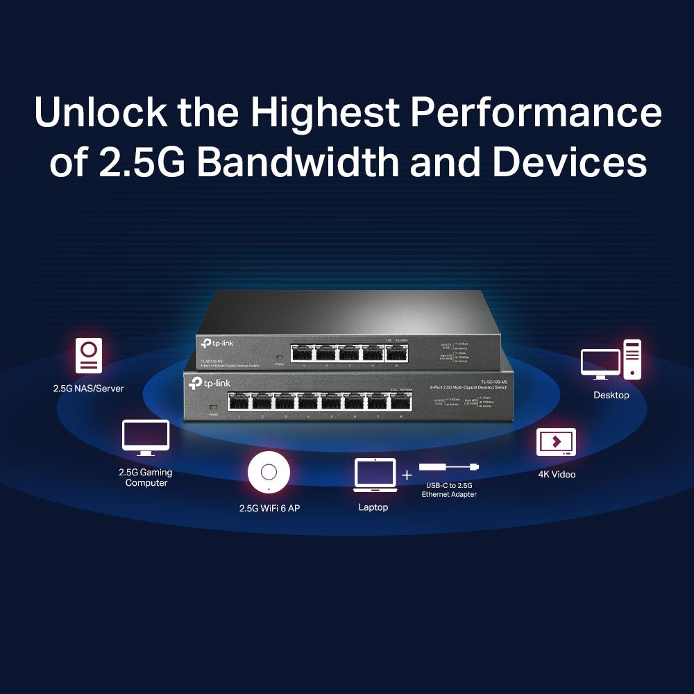 SWITCH TP-LINK 5 porturi 2.5 Gigabit. carcasa metalica "TL-SG105-M2"