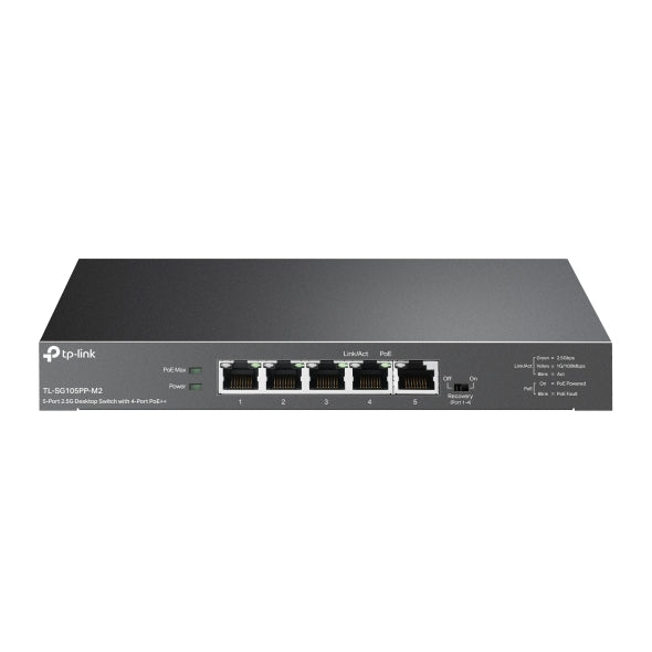 Switch TP-Link, 5-Port 2.5G Desktop Switch with 4-Port PoE++, IEEE 802.3af/at/bt, metalic "TL-SG105PP-M2"