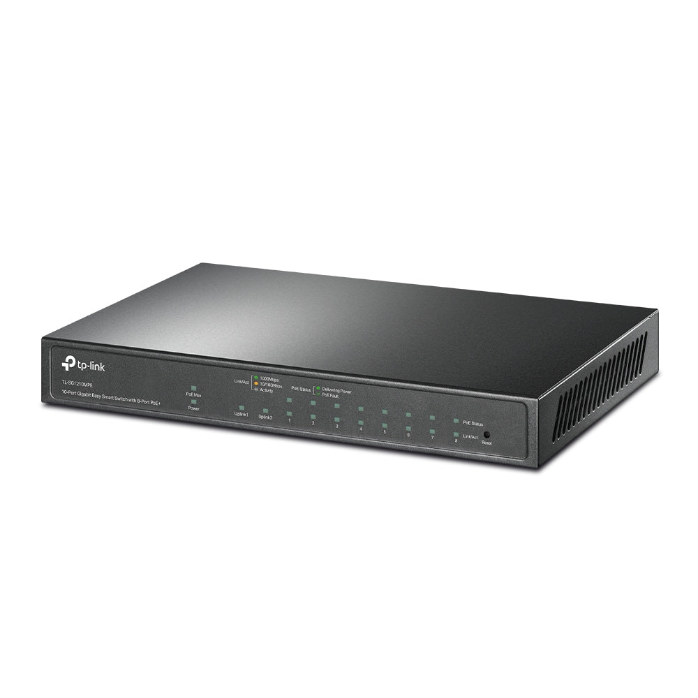 SWITCH TP-LINK 10-Port Gigabit Desktop Switch cu 8-Port PoE+, 123W total power, carcasa metal "TL-SG1210MPE"