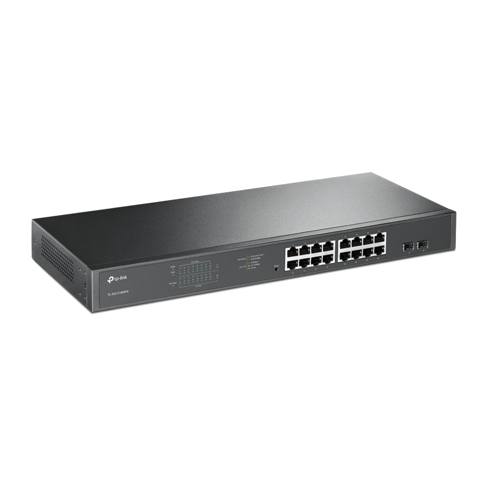 SWITCH TP-LINK 16 porturi Gigabit, 16 x POE 192W total power, 2 x SFP, carcasa metal TL-SG1218MPE