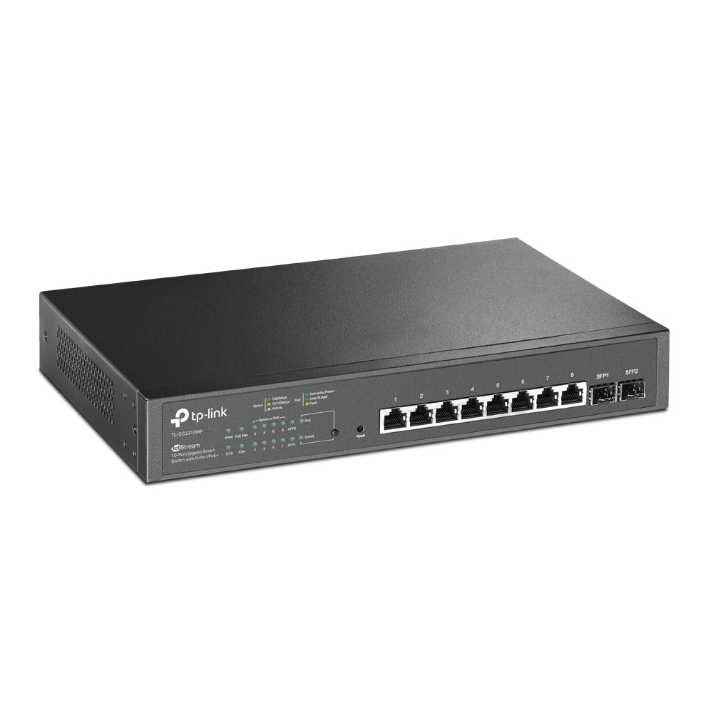 SWITCH TP-LINK POE 10 porturi Gigabit (8 PoE+), IEEE 802.3at/af, carcasa metalica "TL-SG2210MP"