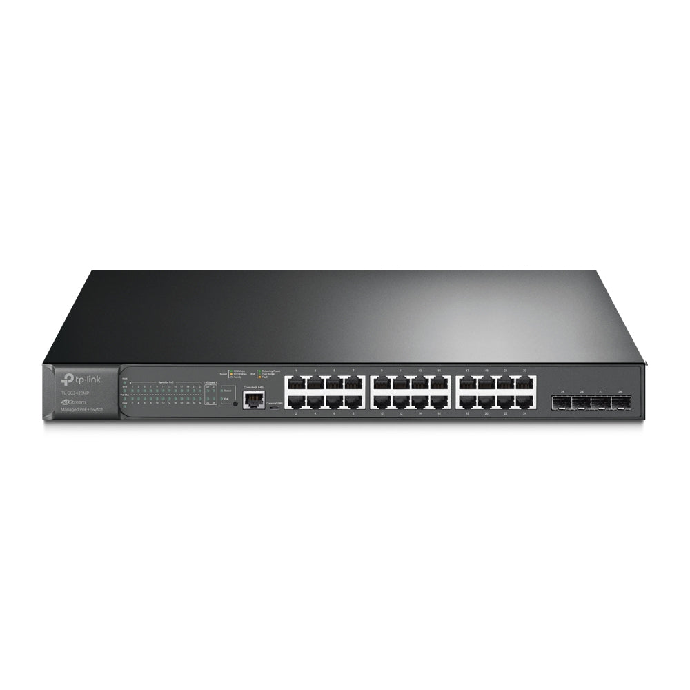 Switch TP-Link cu management L2, 24 Porturi Gigabit POE+, 4× Gigabit SFP Slots, 1× RJ45 Console Port, 1× Micro-USB Console Port "TL-SG3428MP"