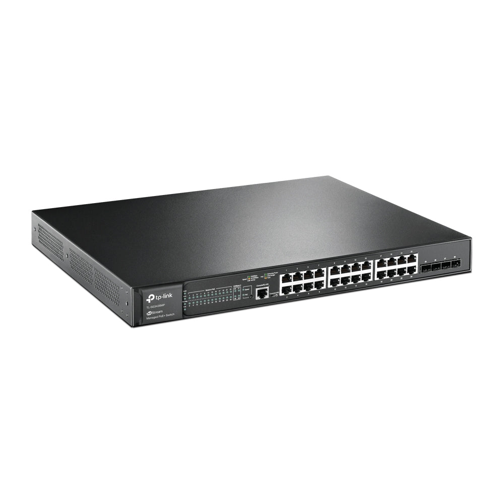 Switch TP-Link cu management L2, 24 Porturi Gigabit POE+, 4× Gigabit SFP Slots, 1× RJ45 Console Port, 1× Micro-USB Console Port "TL-SG3428MP"