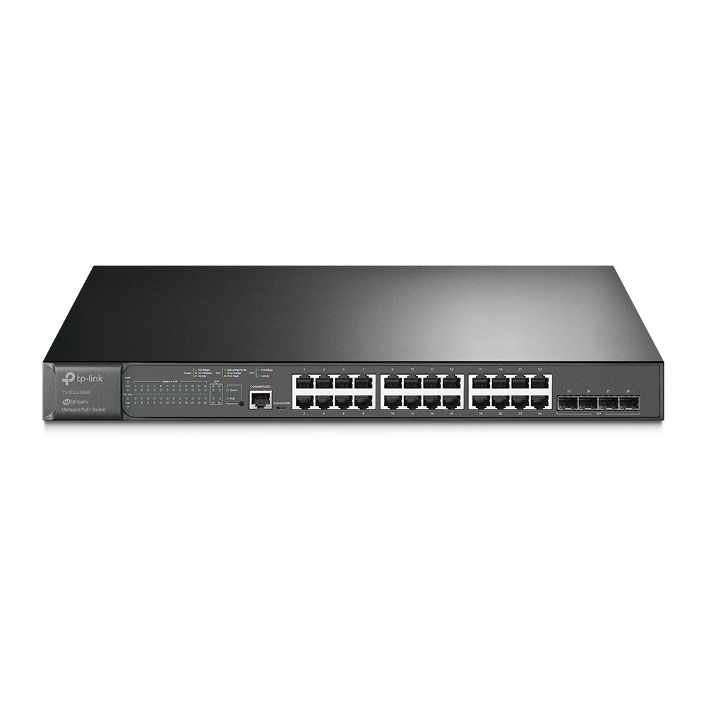 Switch TP-Link cu management L2, 24 Porturi Gigabit POE+, 4× Gigabit SFP Slots, 1× RJ45 Console Port, 1× Micro-USB Console Port "SG3428MP"