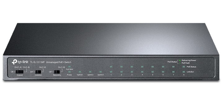 Switch POE+ TP-Link 8-Port 10/100Mbps + 3-Port Gigabit Desktop Switch with 8-Port PoE+, carcasa metalica "TL-SL1311MP"