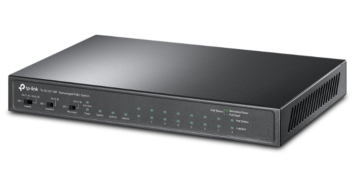 Switch POE+ TP-Link 8-Port 10/100Mbps + 3-Port Gigabit Desktop Switch with 8-Port PoE+, carcasa metalica "TL-SL1311MP"