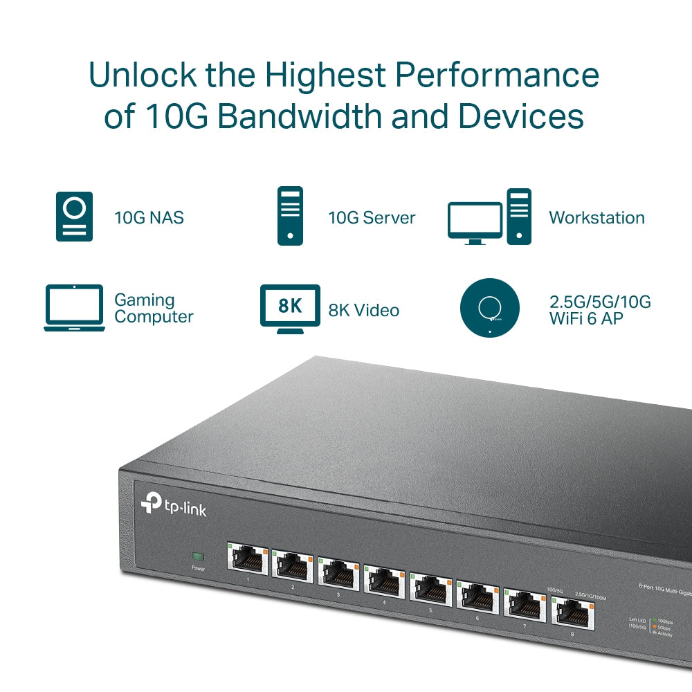 SWITCH TP-LINK 8 porturi 10G carcasa metalica "TL-SX1008"