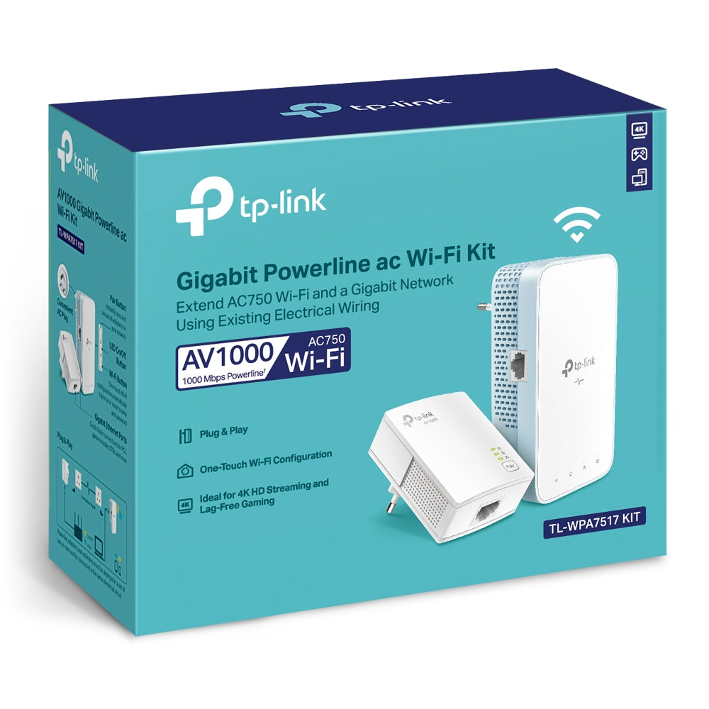 KIT ADAPTOR + Amplificator POWERLINE. AV1000 Gigabit AC, TP-LINK "TL-WPA7517 KIT"