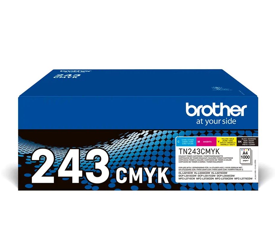 Combo-Pack Original Brother CMYK, TN243CMYK, pentru HL-L3210|L3270|DCP-L3510|L3550|MFC-L3730|L3770, 1K, , "TN243CMYK"