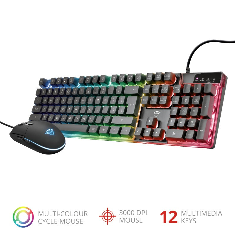 Kit TASTATURA si Mouse TRUST - gaming, "GXT 838 Azor", cu fir, 104 taste, format standard, switch , USB, negru, "TR-23289"