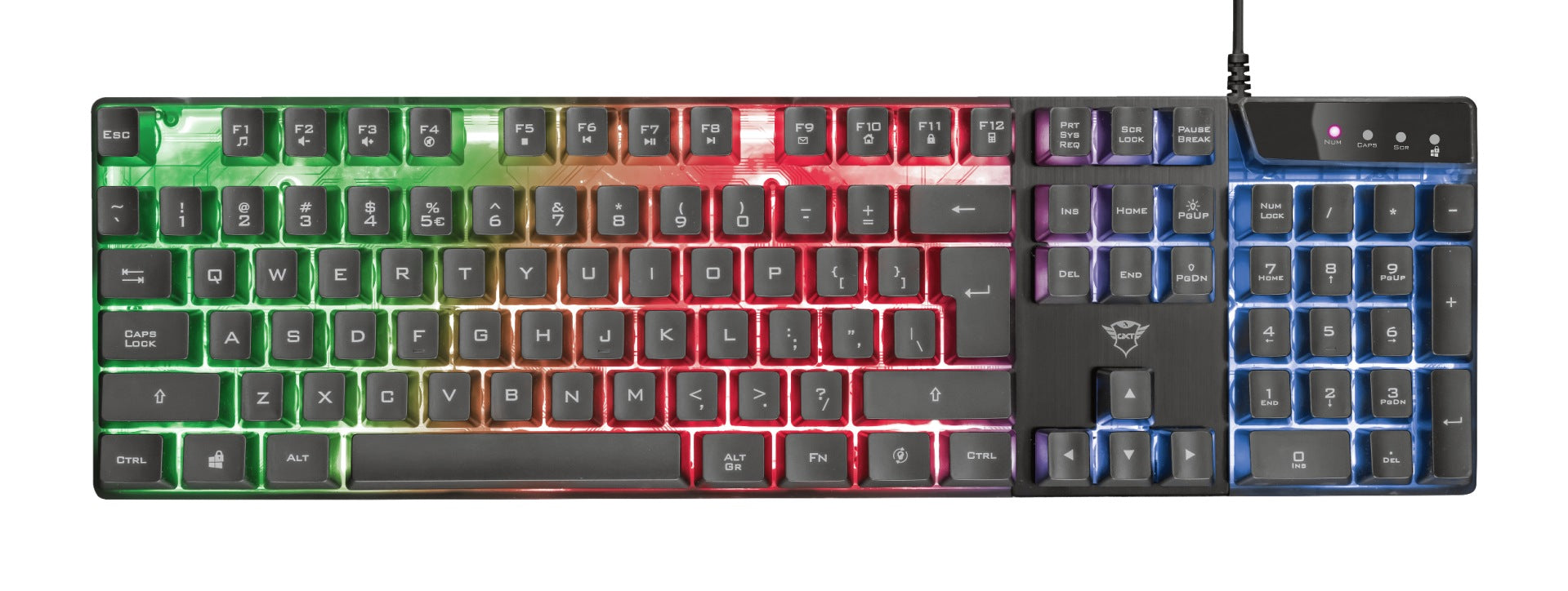 TASTATURA TRUST- gaming, "GXT 835 Azor", cu fir, 104 taste, format standard , USB, negru, "TR-23651"